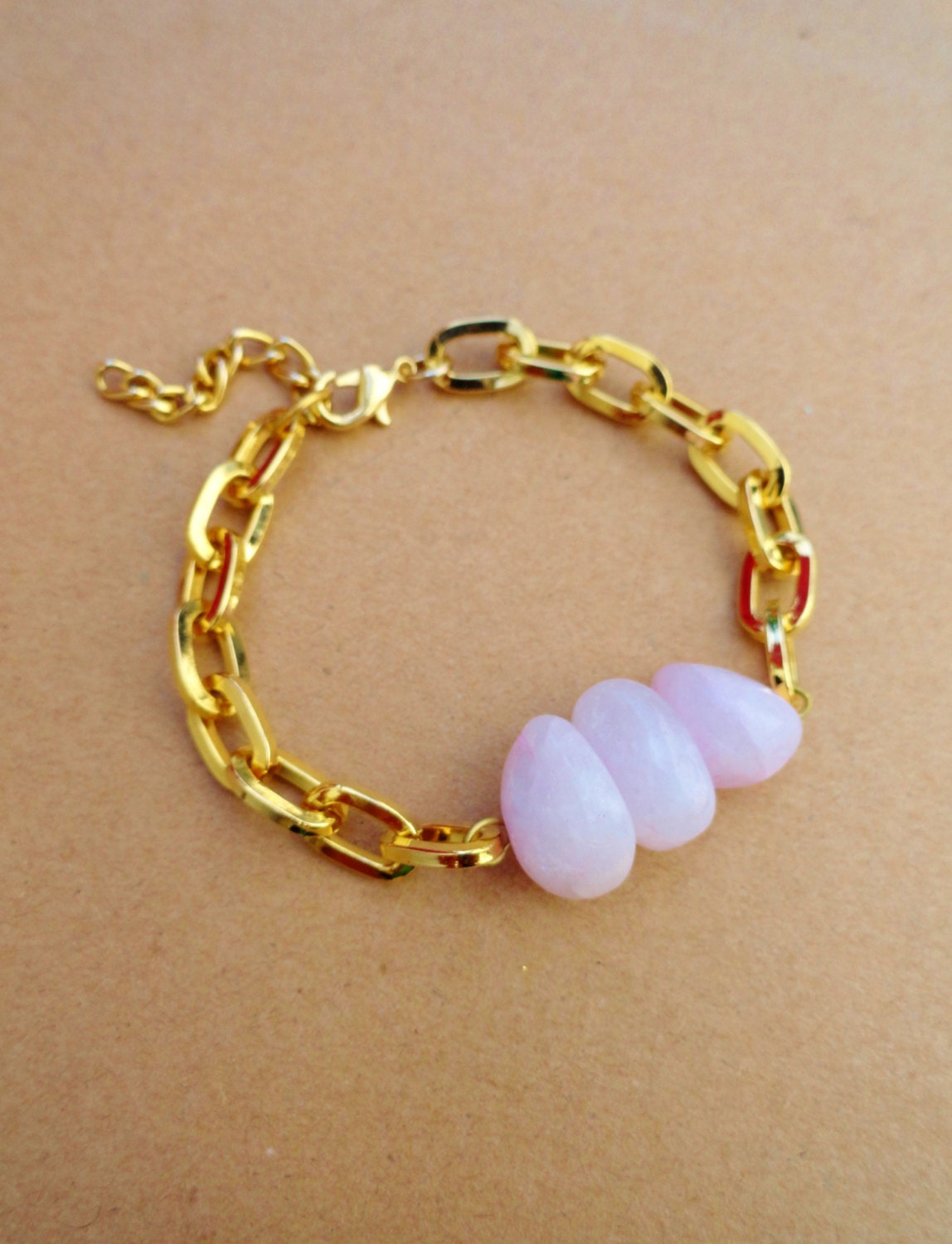 30% OFF COUPON SALE - Chunky Triple Quartz and Gold Chain Bracelet