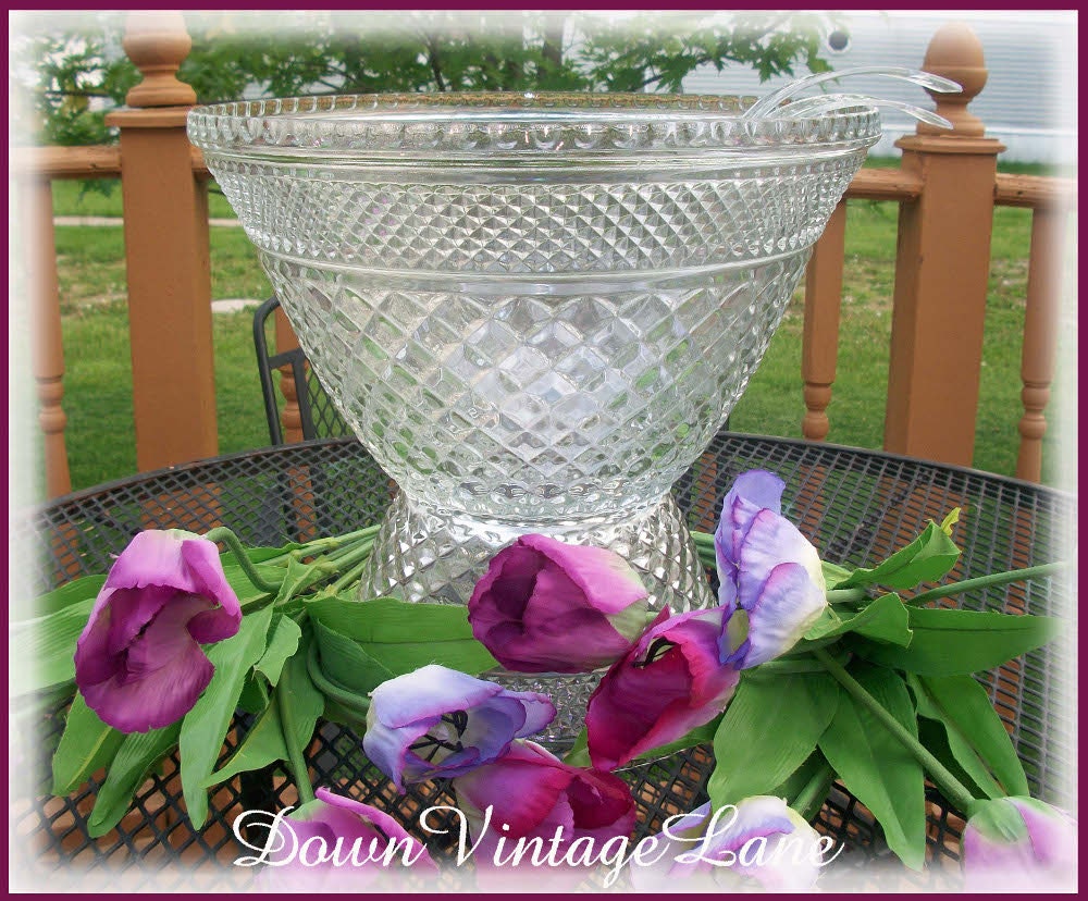 PUNCH BOWL Cut Glass VINTAGE