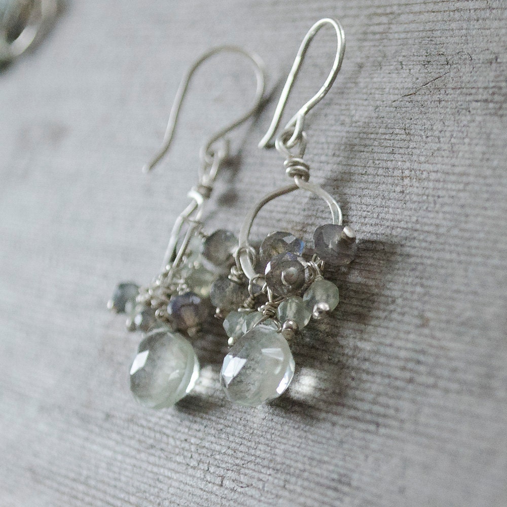 EARRINGS - Green Amethyst, Labradorite, Prehnite, & Sterling Silver