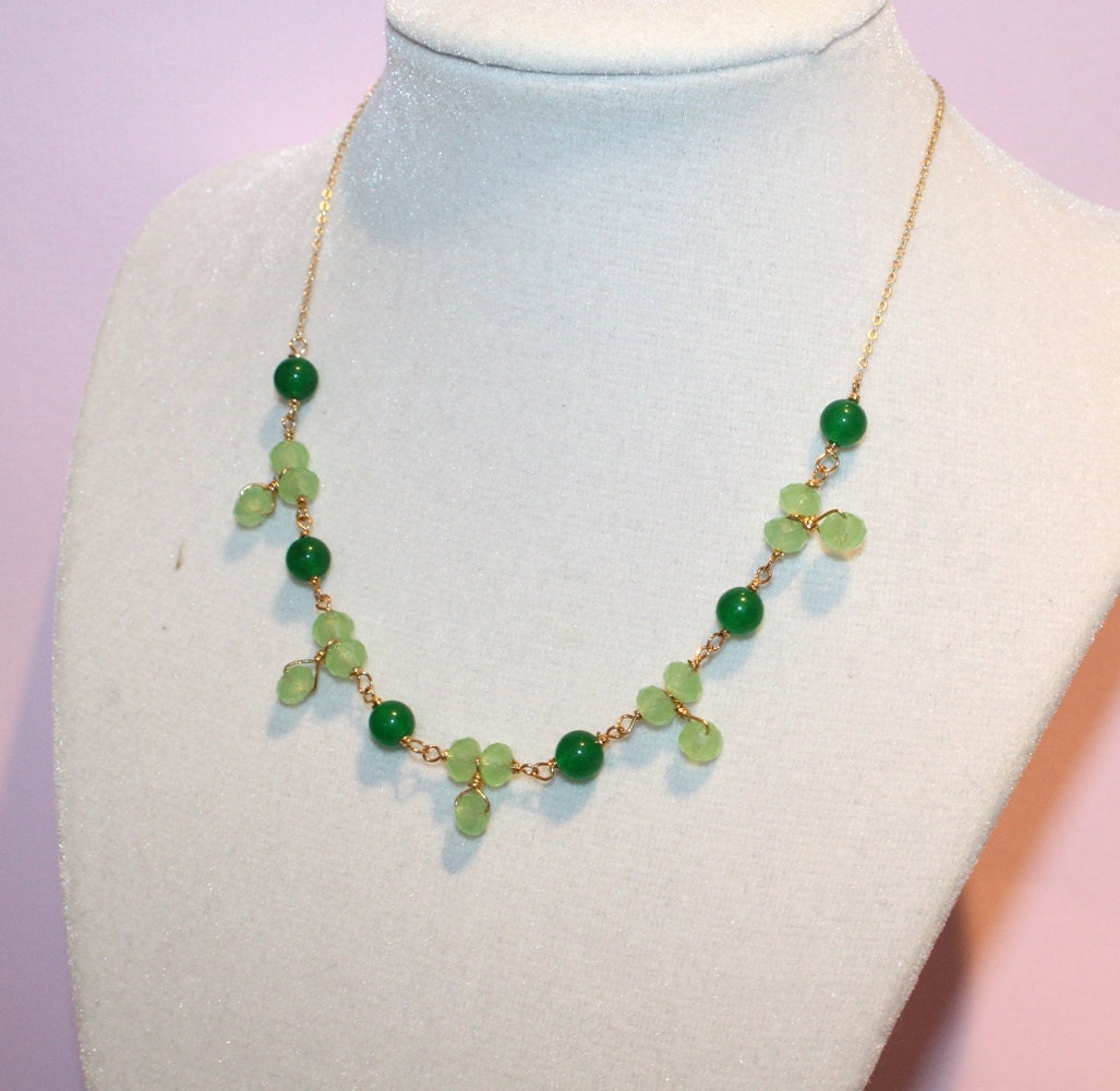 Emerald Green Gold Filled Necklace