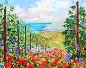 Original oil painting California Vineyard LANDSCAPE by Karen Tarlton palette knife impasto fine art impressionism
