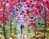 Spring Romance Blooms painting oil on canvas Landscape palette knife ABSTRACT modern texture fine art impressionism by Karen Tarlton - Karensfineart