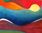 Sunny Bright Colorful Abstract Landscape Print