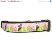 ON SALE Chocolate Easter Bunny 1 inch wide Dog Collar, flowers, egg, spring, holiday, brown, pink, chicken,  raspberry, small, medium, larg