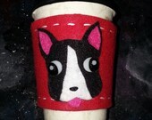 boston terrier coffee cozy red