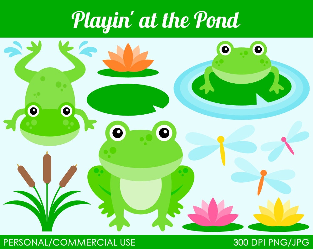 Playin' at the Pond Clipart - Digital Clip Art Graphics for Personal or Commercial Use