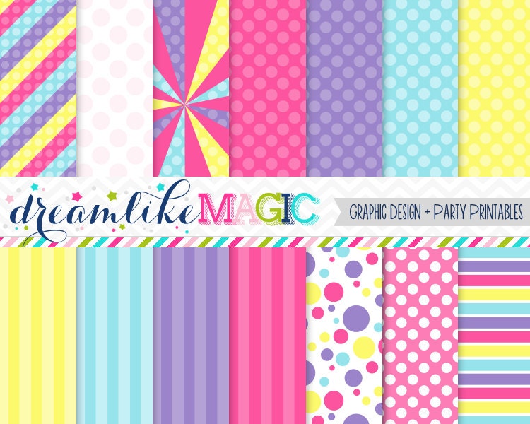 Carnival Carousel Pastels- Digital Paper Pack for Personal or Commercial Use Il_170x135
