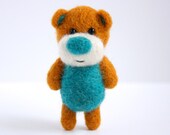 Colourful pocket felted bear