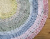 Crocheted Pastel Rainbow Rag Rug - Round Rug - Crocheted rug - Rag rug - Housewares - Repurposed Fabric - Kitchen - rug