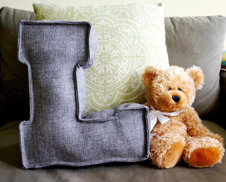 Alphabet accent pillow / cushion in upholstery fabric - customized for you, ships stuffed