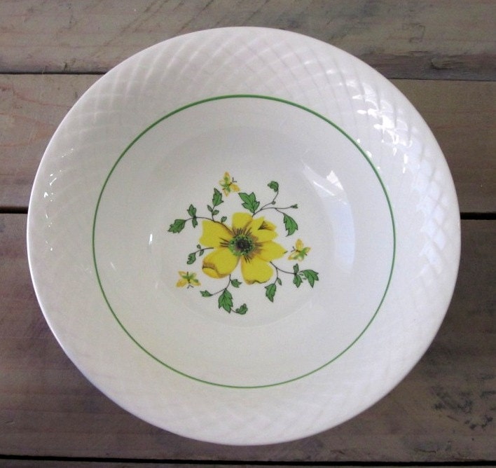 Vintage Wedgwood China Serving Bowl Yellow Flower