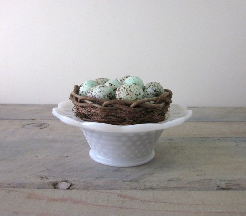 Milk Glass Hobnail Bowl