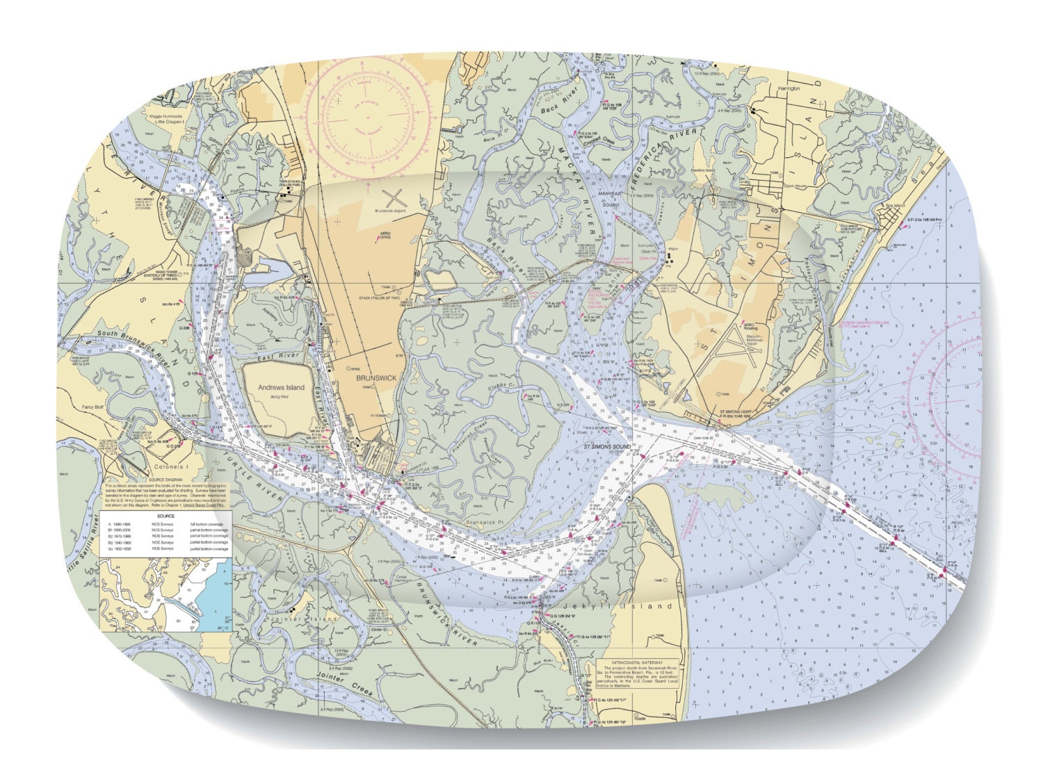 St. Simon's Island Nautical Chart Melamine Platter - 1 platter
