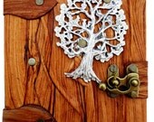Handmade silver toned tree of life rustic brown leather journal notebook sketchbook