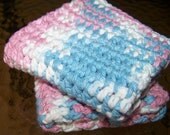 Crochet Eco Spa Cloths or Dishcloths Multi Pinks