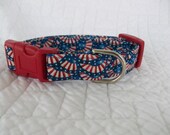 Patriotic 4th of July  Dog Collar  Custom Made Your Choice Navy or Red Buckle