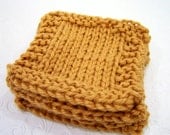 Pima Cotton Spa Mini Face Cloth Set, Hand Knit Face Scrubbies, Colorfast, Gold Mustard