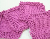 Pima Cotton Spa Mini Face Cloth Set, Hand Knit Face Scrubbies, Colorfast, Orchid Purple