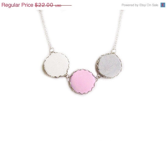 SUMMER SALE Pastel Polymer Clay Necklace, Pink Grey Bubble Necklace,, Color Dot Collection - Handmade Polymer Clay Statement Necklace - AlinaandT