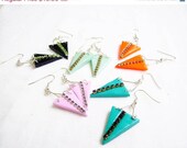 SUMMER SALE Triangle Jewel Earrings - Geometric Earrings with Swarovski Chain Rhinestones - Your Color Choice