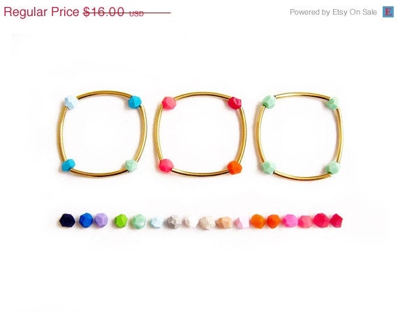 SUMMER SALE Personalized Geometric  Bangle Bracelet - Square Bracelet, Minimalist Geometric Jewelry - Design Your Color Choice