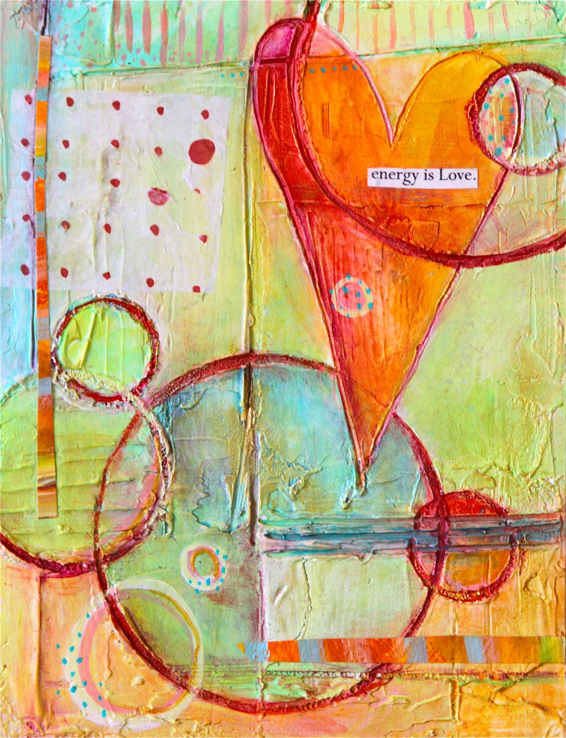 Abstract Heart, Circles & Polka Dot Fine Art Print Titled ENERGY IS LOVE