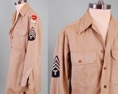 Vintage Khaki MILITARY button down shirt / Desert safari menswear style