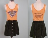 Vintage 60s dark green Leather mini skirt / MOD gogo scooter / Kilt style