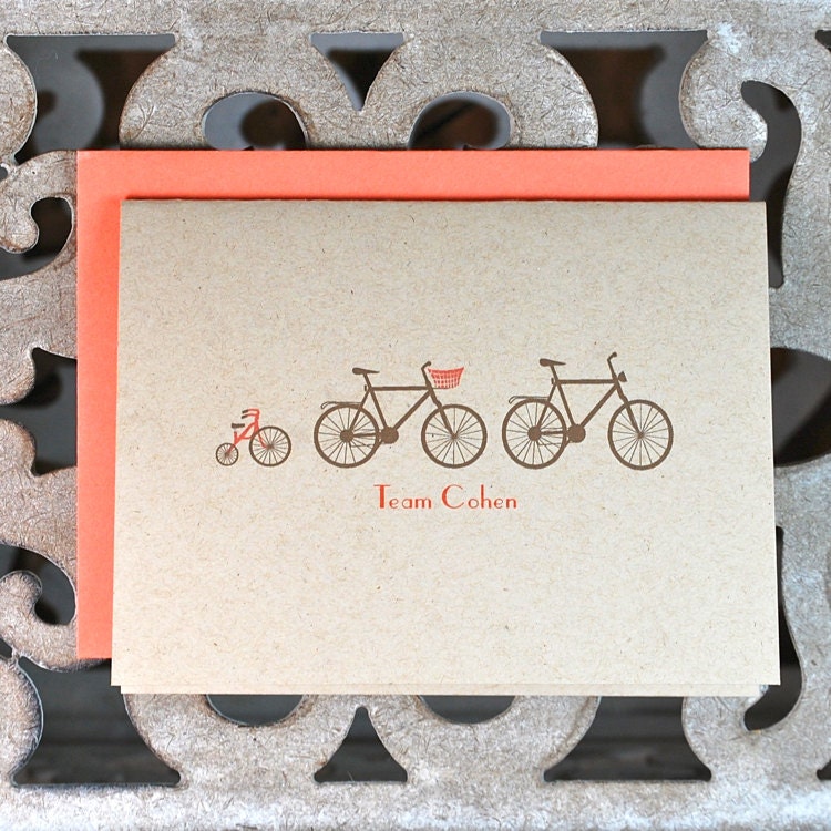 Personalized Folded Note Cards / Baby Thank You / Baby Announcements - Personalized Folded Note Cards - Recycled
