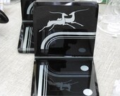 40% OFF Entire Shop - Antique Art Deco Reverse Painted Glass Bookends - Vintage Penthouse