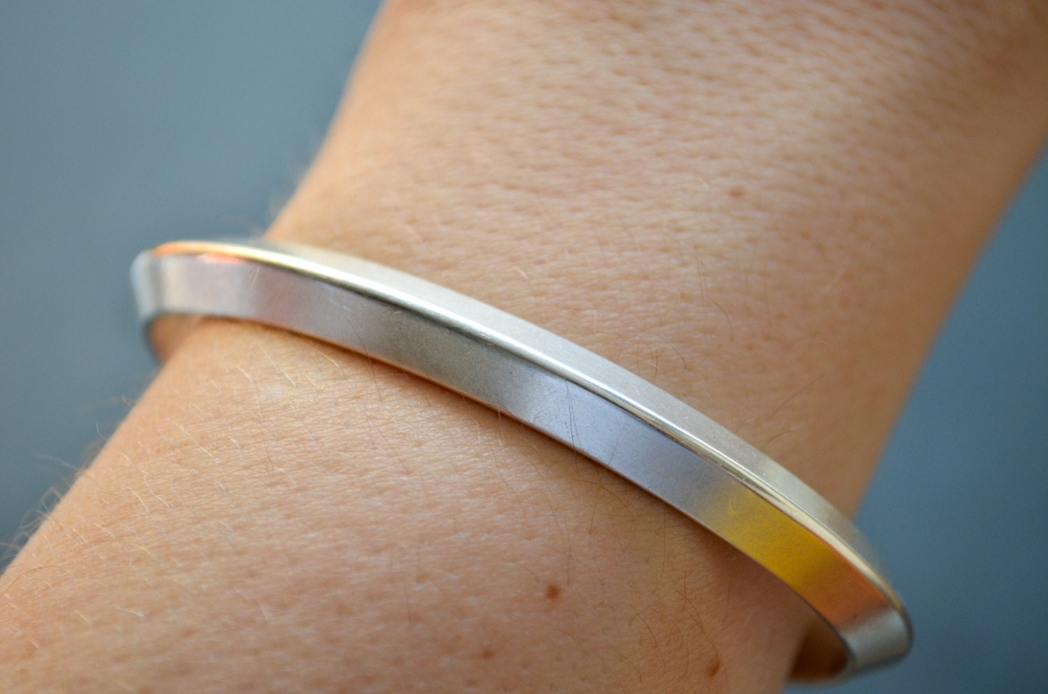 Chunky Silver Bracelet - Sterling Silver Bangle - Geometric Triangle Jewelry