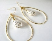 White Turquoise and Gold Earrings.