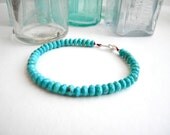 Turquoise Silk Bracelet.  Sterling Silver.