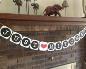 JUST HITCHED GARLAND Wedding Banner in Custom Colors Wedding Sign Wedding Bunting Wedding Sign Wedding Reception Decoration