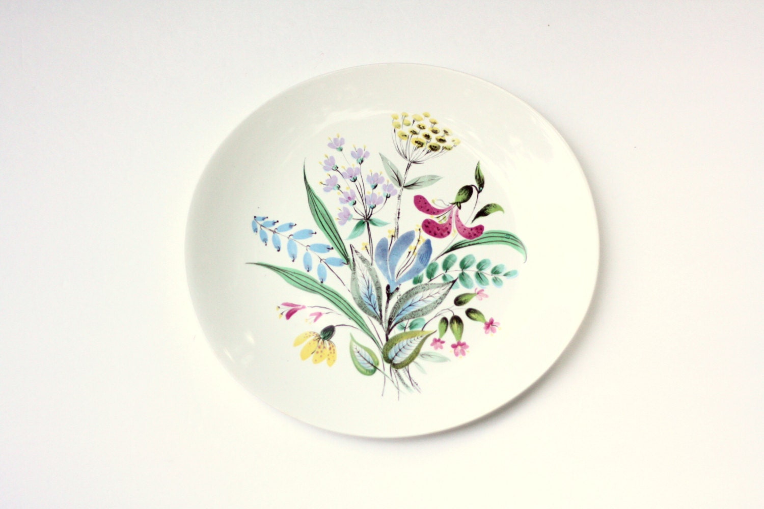 EVA ZEISEL for Hallcraft Oval Floral Plate w Illustration