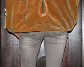 Amazing OOAK Handmade Velvet Batwing Boho Coat with Leather Applique- Size 0/S