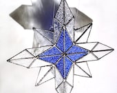 Stained glass star suncatcher Monaco blue window art modern unique shiny