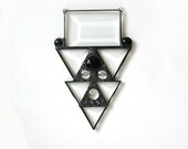 Modern suncatcher stained glass bevel geometric abstract contemporary black white window art
