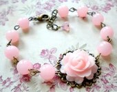 Flower Bracelet Pink Bracelet Charm Bracelet Beadwork Bracelet Bridesmaid Bracelet