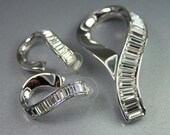 Vintage Swarovski Crystal Baguette Brooch Earrings Set Swan Hallmark