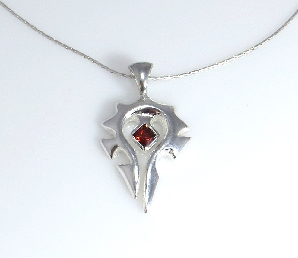 Silver Horde Necklace with Garnet or CZ Center
