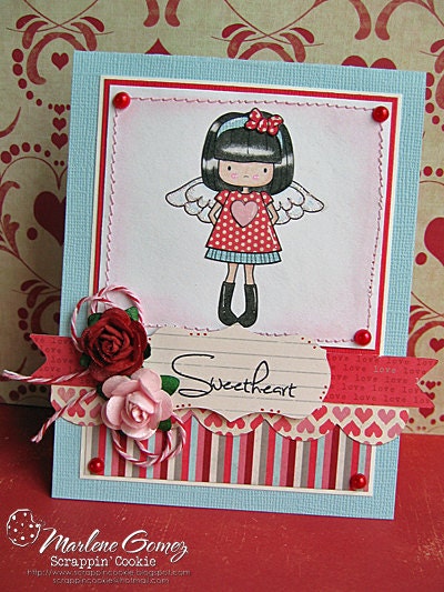 HANDMADE "Sweetheart" Cupid Valentine Greeting Card