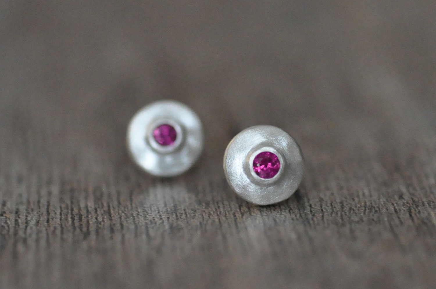 Bright Pink Ruby Earrings, Argentium Sterling Silver, Ready to Ship