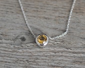 Bright 6mm Citrine Necklace set in Sterling Silver Setting, Ready to Ship