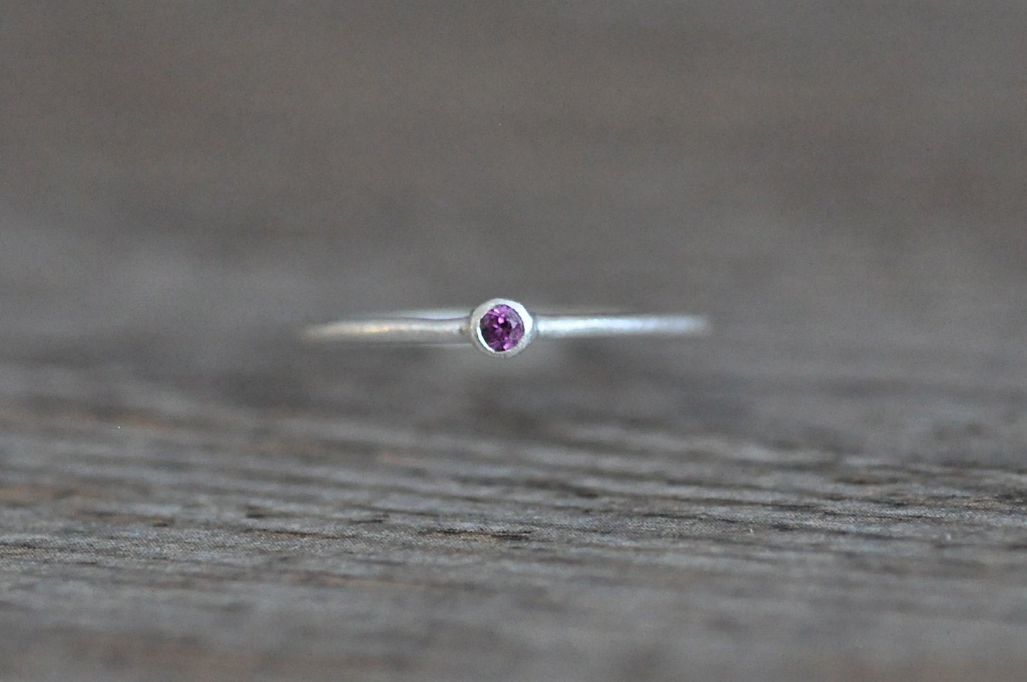 Rhodolite and Sterling Silver Stacking Ring