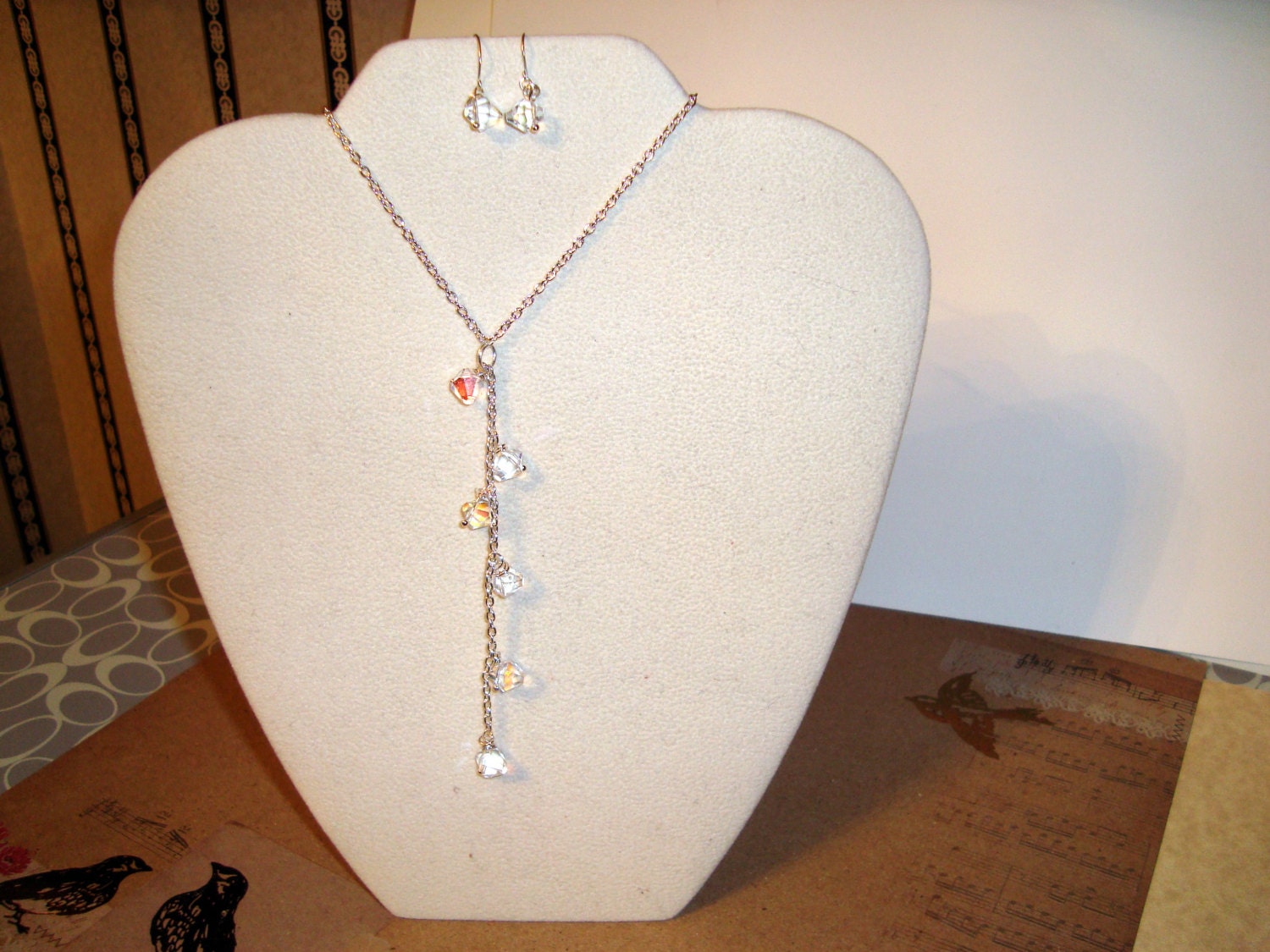 6mm Swarovski Crystal Beads Hang on Sterling Silver Chain