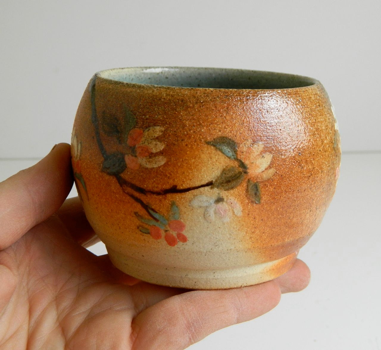 Small Flower Bowl - cup, tea, coffee, condiment, hand painted
