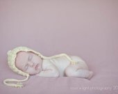 Crochet Photo Prop. Crochet Bonnet. Newborn Bonnet. Pixie Hat. Girl's Bonnet. Custom Order.