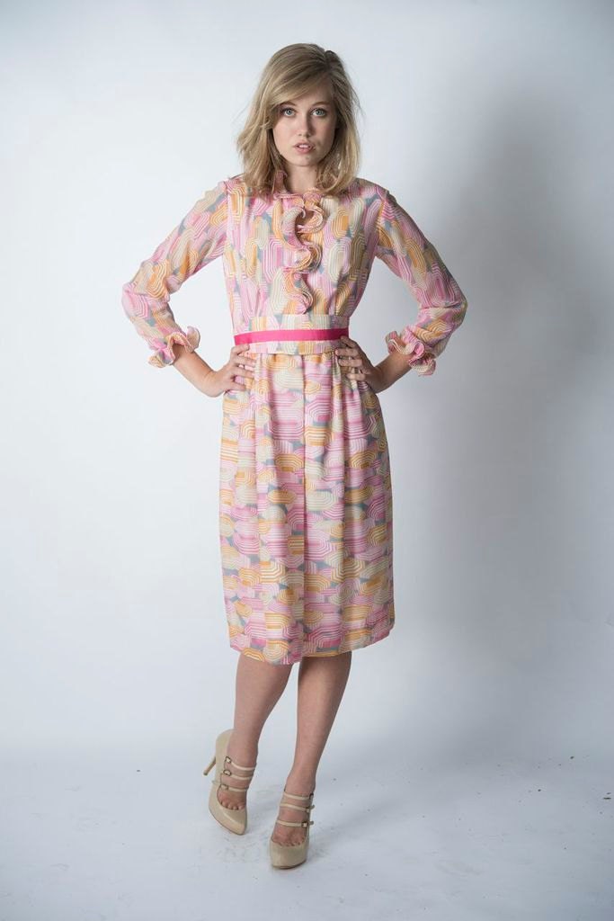 1960s op art ruffle dress