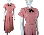 Vintage 1950s Pink New Look Party Dress With Rhinestones Size 16 Never Worn with Tags